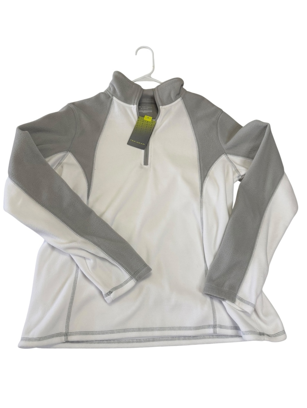 Tek Gear Women’s Colorblock Half Zip Fleece XL Pullover White and Gray